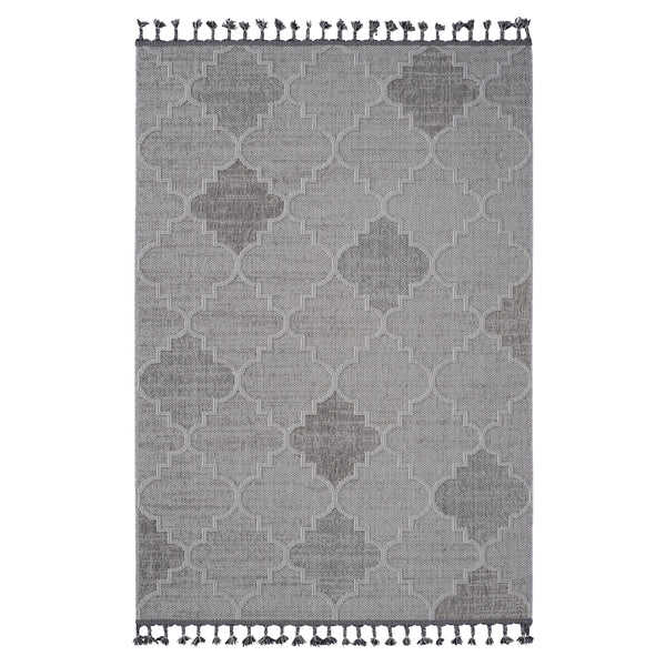 8' x 10' Trellis Indoor / Outdoor Area Rug - White / Gray