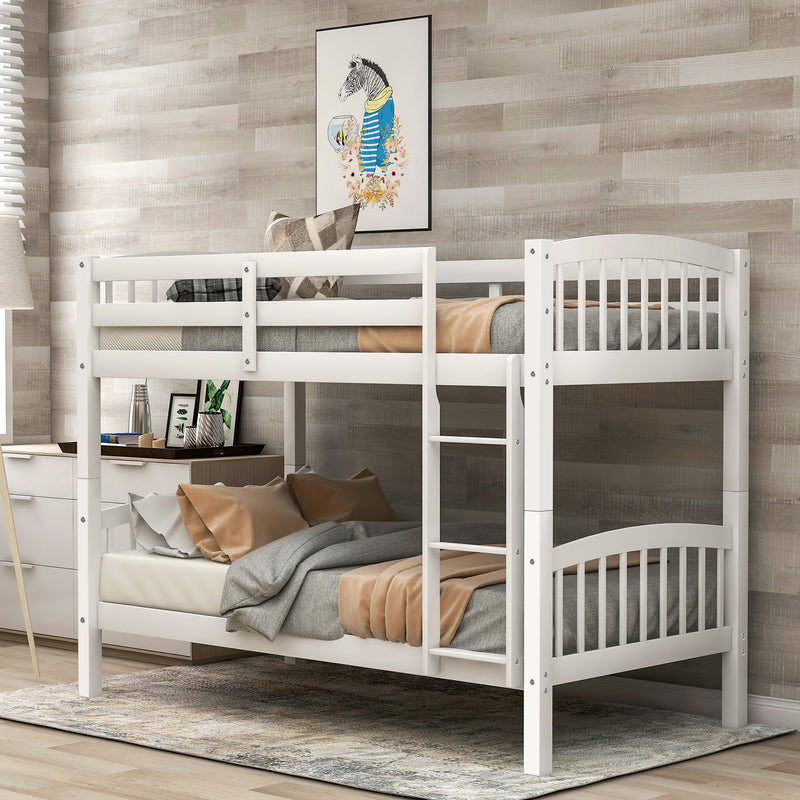 Twin Over Twin Bunk Bed with Ladder,White ( OLD SKU: LP000066AAK)