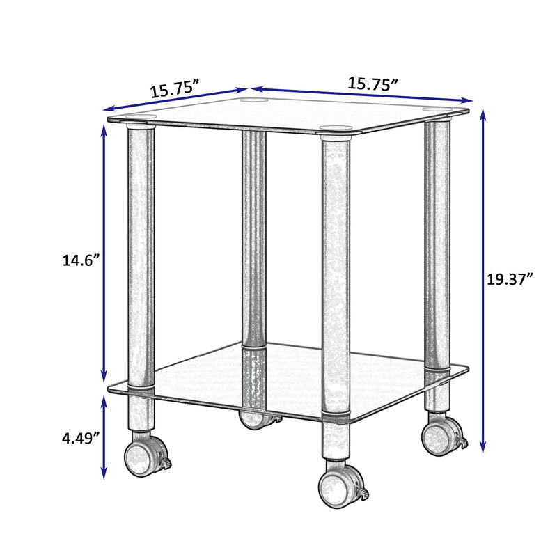 2 Piece Side Table, 2 Tier Space End Table, Modern Night Stand, Sofa Table, Side Table With Storage Shelve - Black