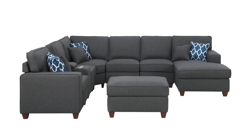 Tina - 8 Piece Upholstered Sectional With Ottoman
