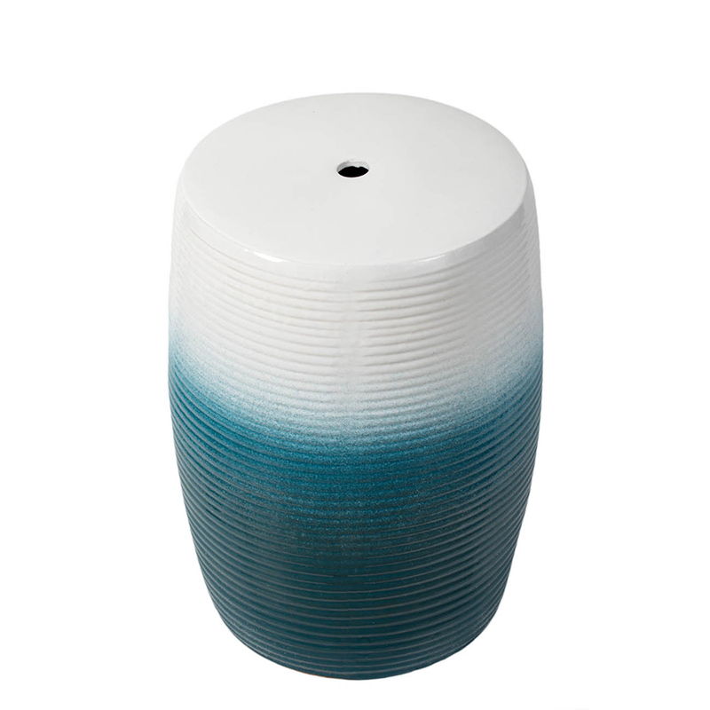 Ceramic Decorative Garden Stool, Blue - Blue