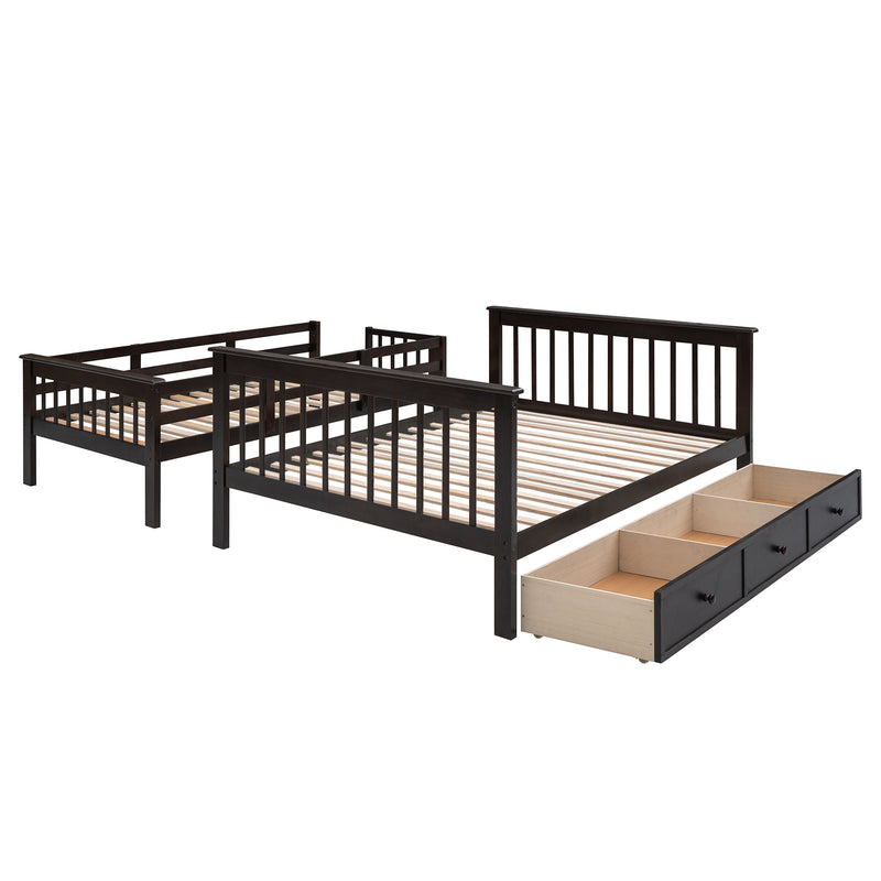 Stairway Twin-Over-Full Bunk Bed with Drawer, Storage and Guard Rail for Bedroom, Dorm, for Adults, Espresso color( old sku: LP000219AAP )