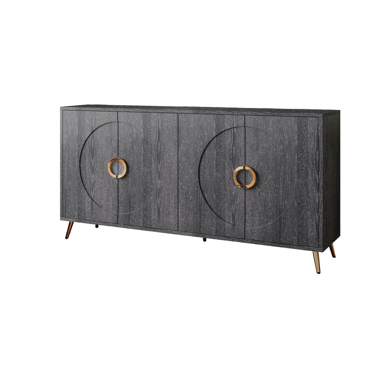 Modern Lacquered 4 Door Wooden Cabinet Sideboard Buffet Server Cabinet Storage Cabinet, For Living Room, Entryway, Hallway, Office, Kitchen And Dining Room