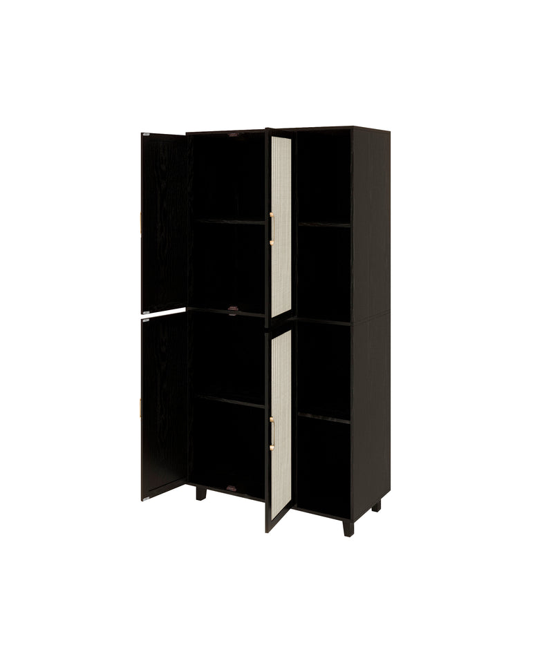 4 Door Cabinet with 4 Shelves with 4 Adjustable Inner Shelves, Storage Cabinet