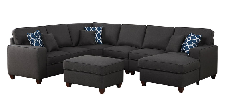 Aspen - Sectional Sofa With Chaise And Ottoman - Dark Gray