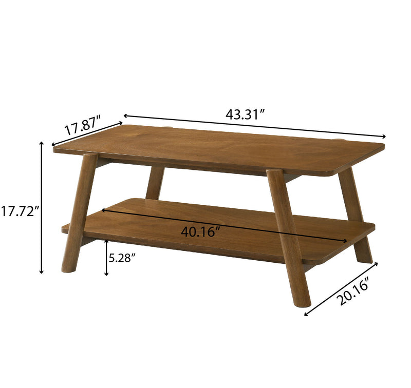 Metz - Mid-Century Modern Wood Shelf 3 Piece Coffee Table Set - Walnut