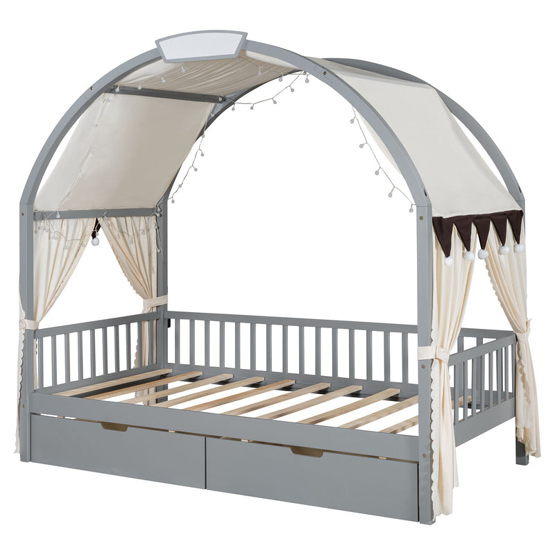 Bed With Arched Roof And 2 Drawers