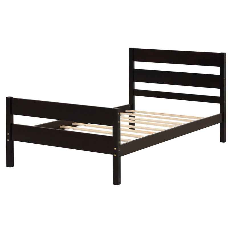 Twin Bed with Headboard and Footboard,Espresso