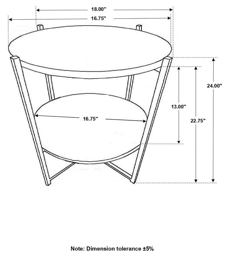 Axel - Round Accent Table With Open Shelf - Natural And Gunmetal