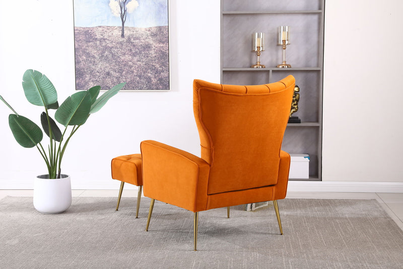 Modern Accent Chair With Ottoman, Comfy Armchair For Living Room, Bedroom, Apartment, Office