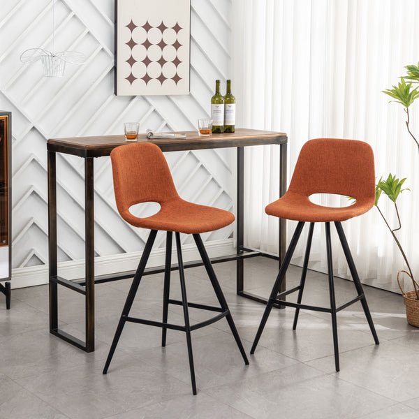 Porth - 28.25" Fabric Kitchen Counter Height Stools (Set of 2) - Orange