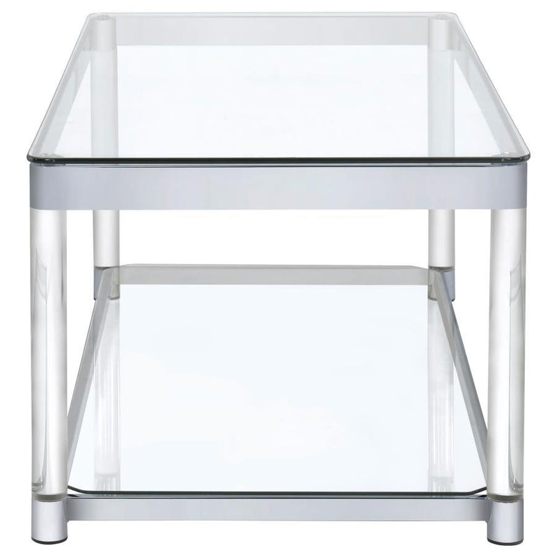 Anne - Coffee Table With Lower Shelf - Chrome And Clear