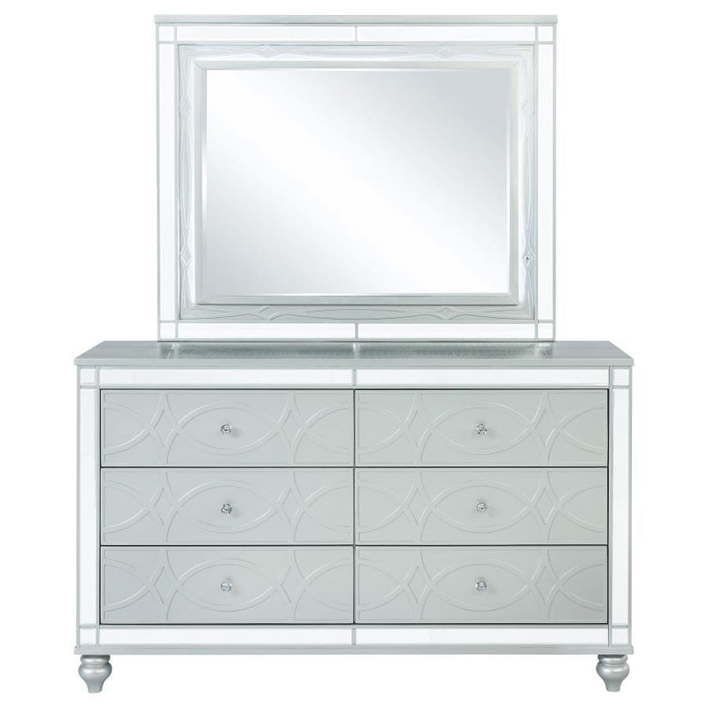 Gunnison - 6-Drawer Dresser With Mirror - Silver Metallic