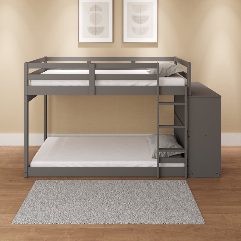 ACME Gaston Twin/Twin Bunk Bed w/Cabinet, Gray Finish BD01372