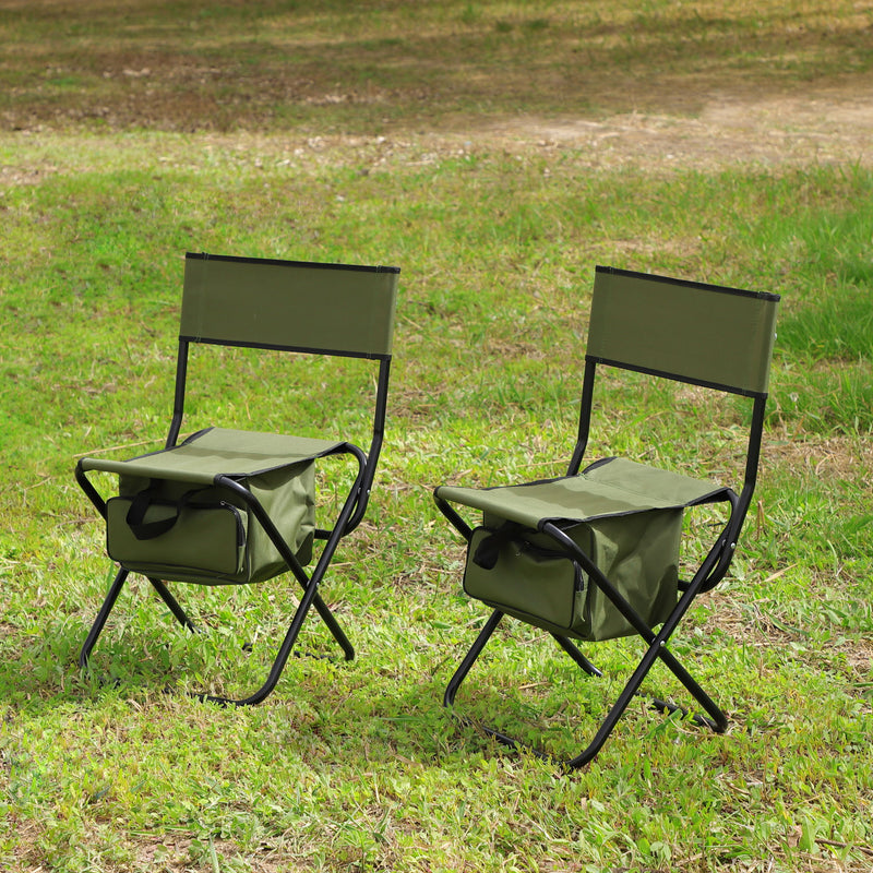 Folding Outdoor Chairs With Storage Bag, Portable Chair For Indoor, Outdoor Camping, Picnics And Fishing (Set of 2)