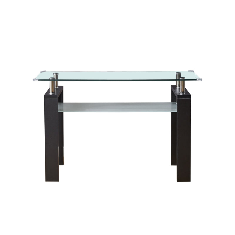 MDF Console Table, Tempered Glass Top, Modern Foyer Area Table - Black