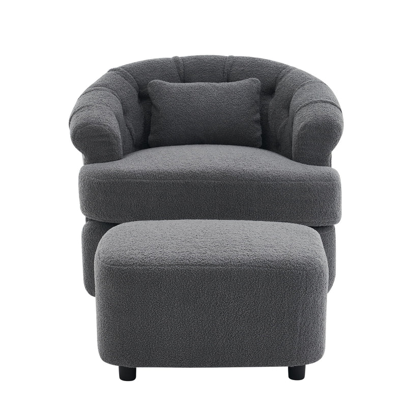 Swivel Chair With Ottoman, Modern Luxury Velvet Swivel Accent Chair, Comfy Round Armchair, Single Sofa Armchair With Lounge Seat For Bedroom / Office / Reading Spaces