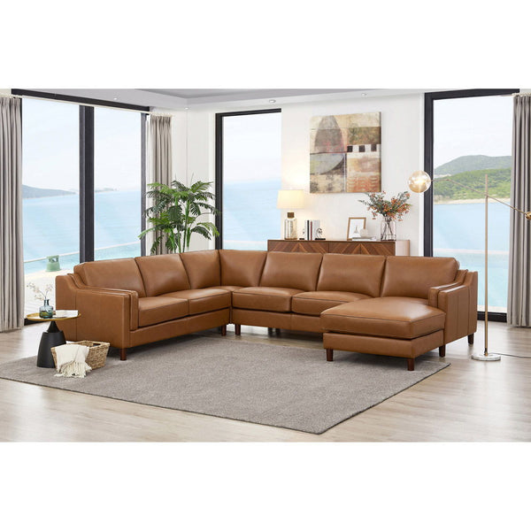 Bella - Leather Right Chaise Sectional - Brown