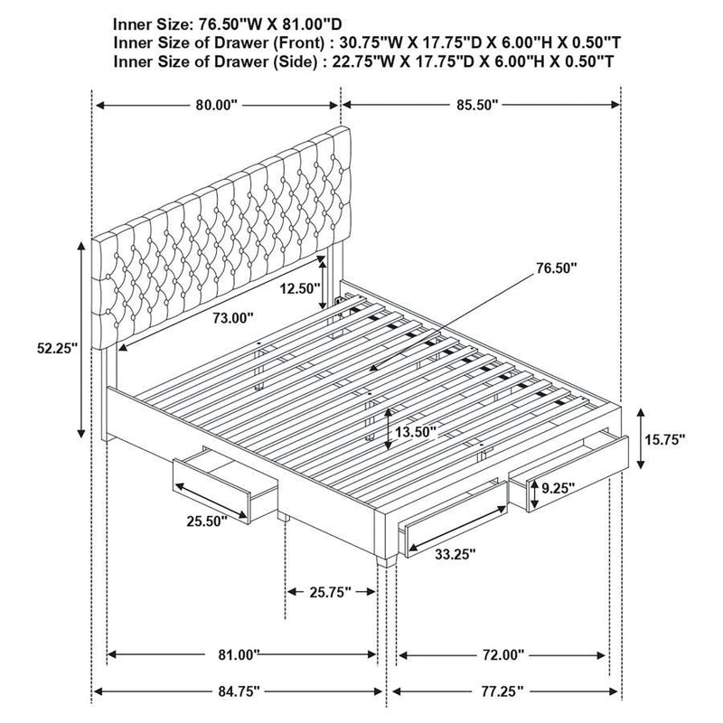 Soledad - 4-drawer Button Tufted Storage Bed