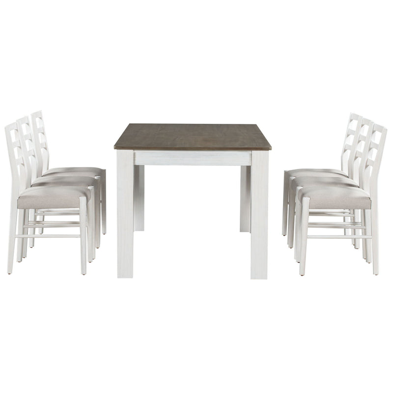 Wooden Dining Table Set Mutifunctional Extendable Table With Leaf And 2 Drawers, Dining Chairs With Soft Cushion