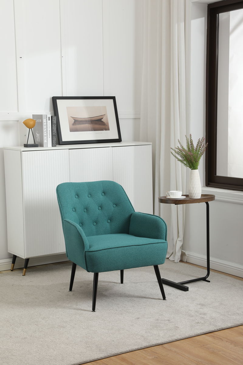 Modern Mid-Century Chair Linen Sherpa Armchair