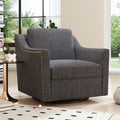 360 Degree Swivel Armchair Cotton Linen Skin-Friendly Fabric Ergonomic Design Brass Nail Decorative Armchair Living Room Chairs Bedroom Chairs Living Room Chairs Black Legs Suitable For Indoor Homes