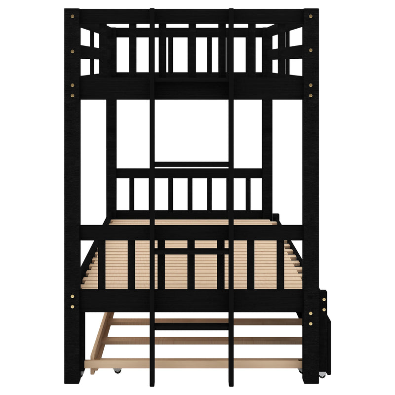 Twin over Pull-out Bunk Bed with Trundle, Espresso