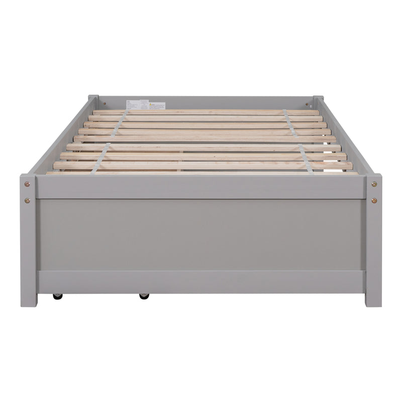 Twin Bed with 2 Drawers, Solid Wood, No Box Spring Needed ,Grey(New SKU:W504P149041)