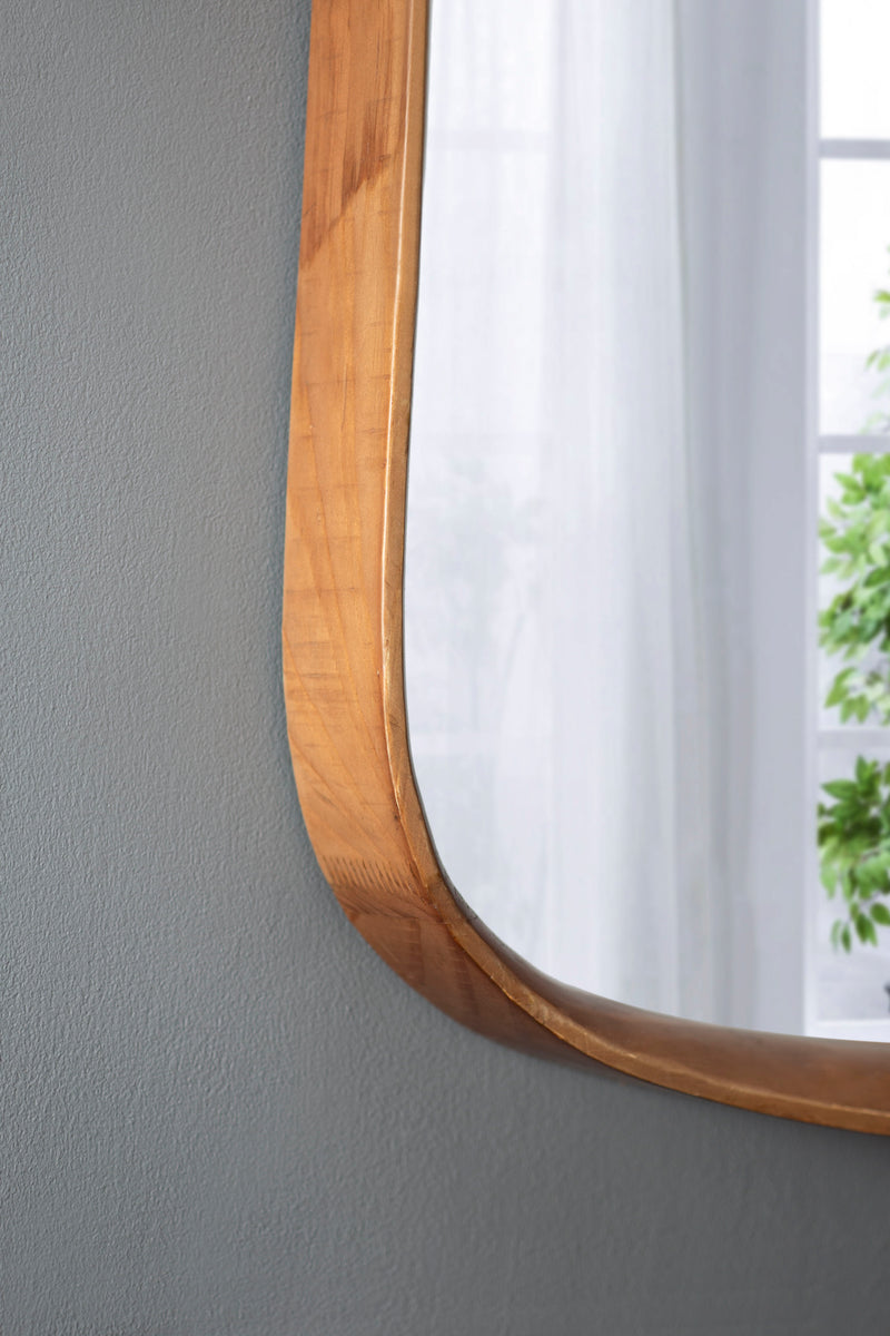 Irrgeular Mirror With Wood Frame, Wall Mirror For Living Room, Bathroom Entryway - Brown