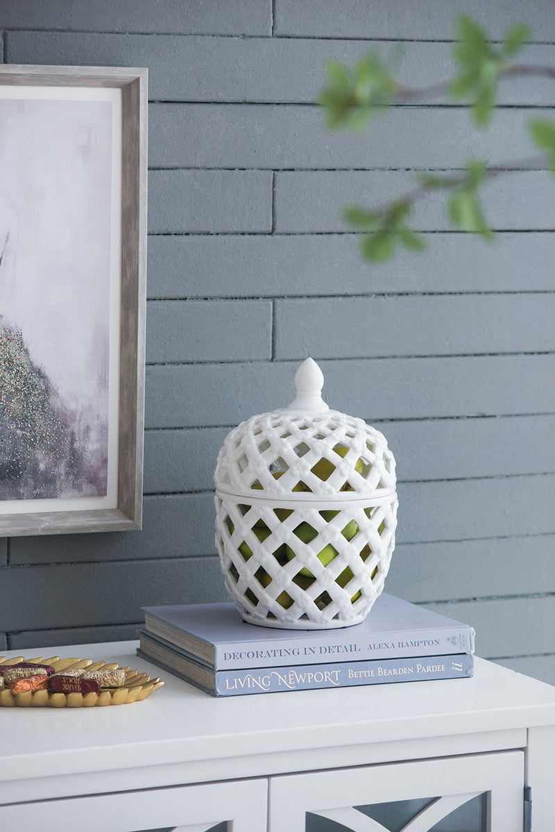 Ballas Bird - Lidded Jar - White