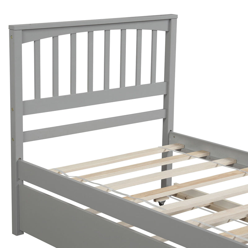 Twin Size Platform Bed &Trundle - Gray