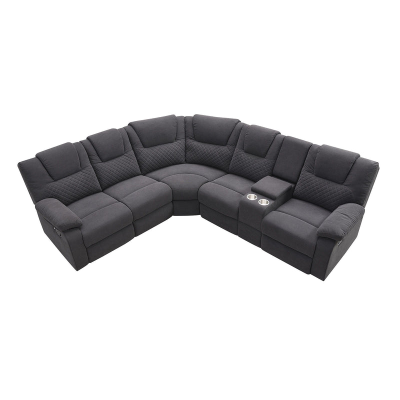 Home Theater Seating Modern Manual Recliner Sofa Chairs With Storage Box And Two Cup Holders For Living Room - Black Gray