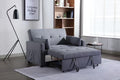 2 Seaters Slepper Sofa Bed Linen Fabric 3-In-1 Convertible Sleeper Loveseat With Side Pocket