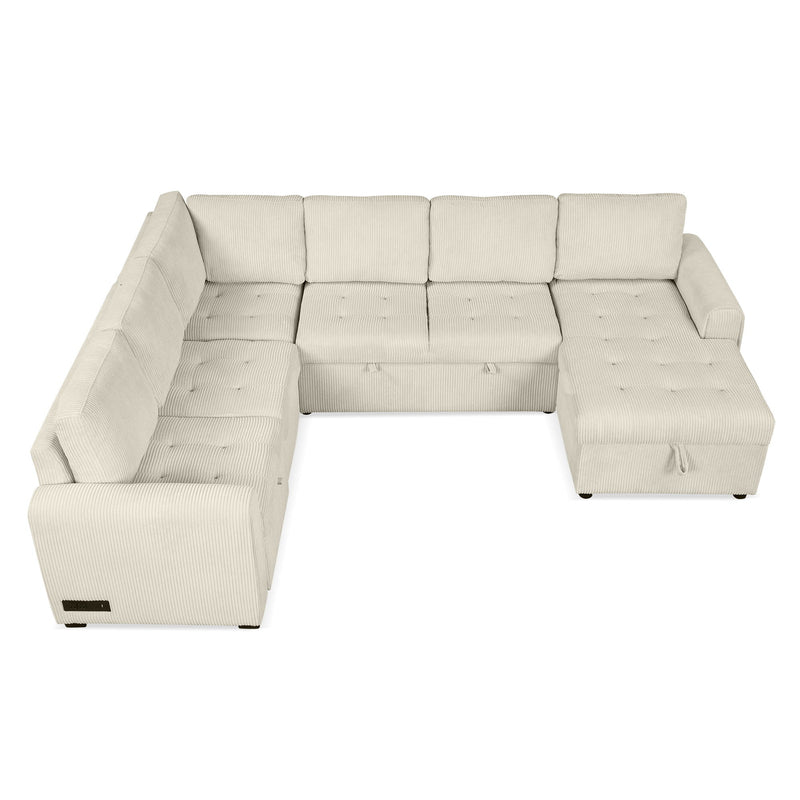 U-Shaped Sofa Sectional Sofa Pull-Out Sofa Bed With A Storage Chaise Lounge, Charging Devices For Living Room