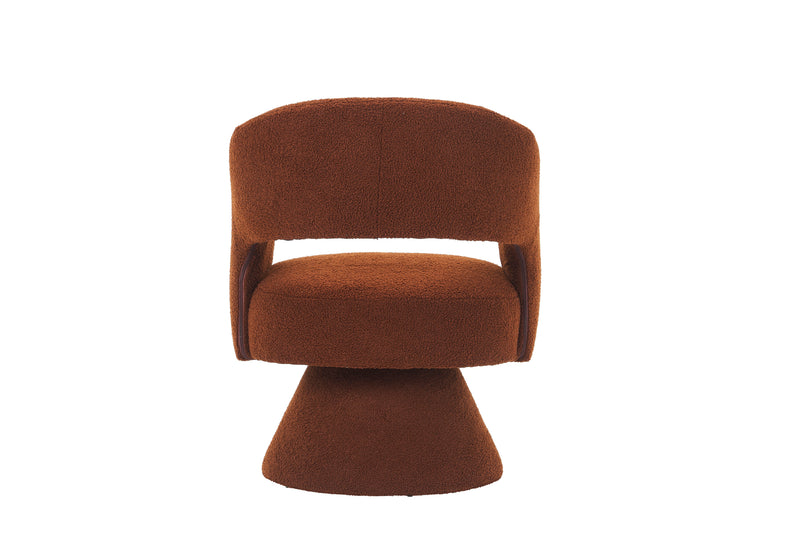 Swivel Accent Chair Armchair, Round Barrel Chair For Living Room Bedroom - Teddy Fabric