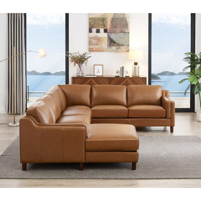 Bella - Leather Left Chaise Sectional - Brown