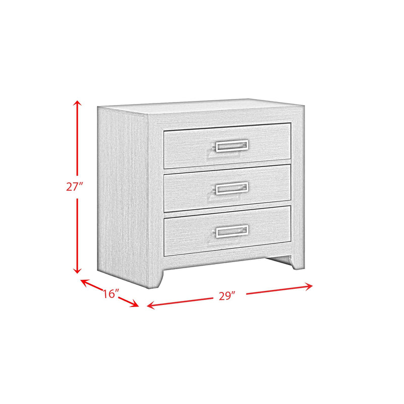 Sasha - 3 - Drawer Nightstand With Usb - Gray