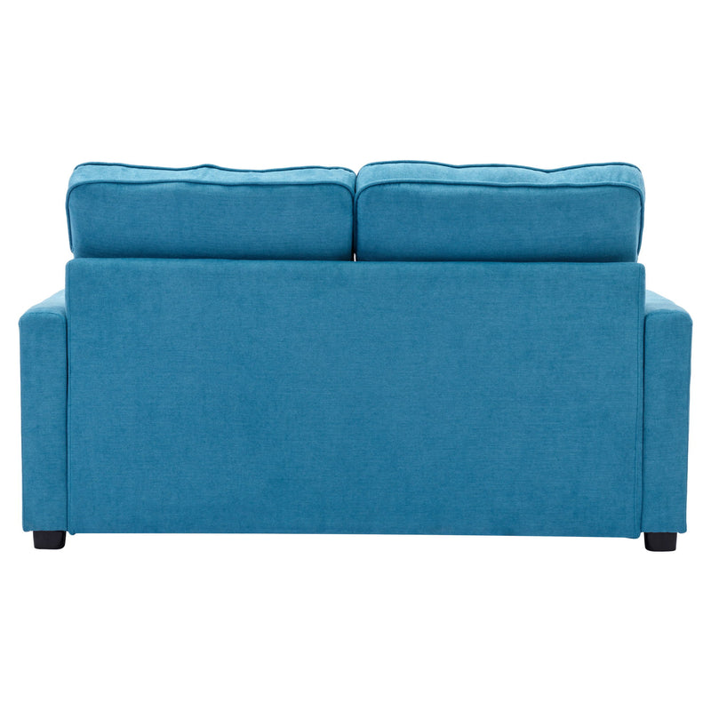 Loveseat Sofa With Pull-Out Bed Modern Upholstered Couch With Side Pocket For Living Room Office