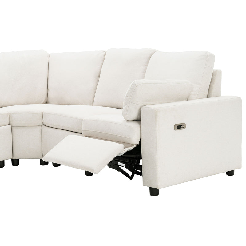 Power Recliner Sectional Sofa Home Theater Reclining Sofa With Two USB Ports, Two Storage Drawers For Living Room