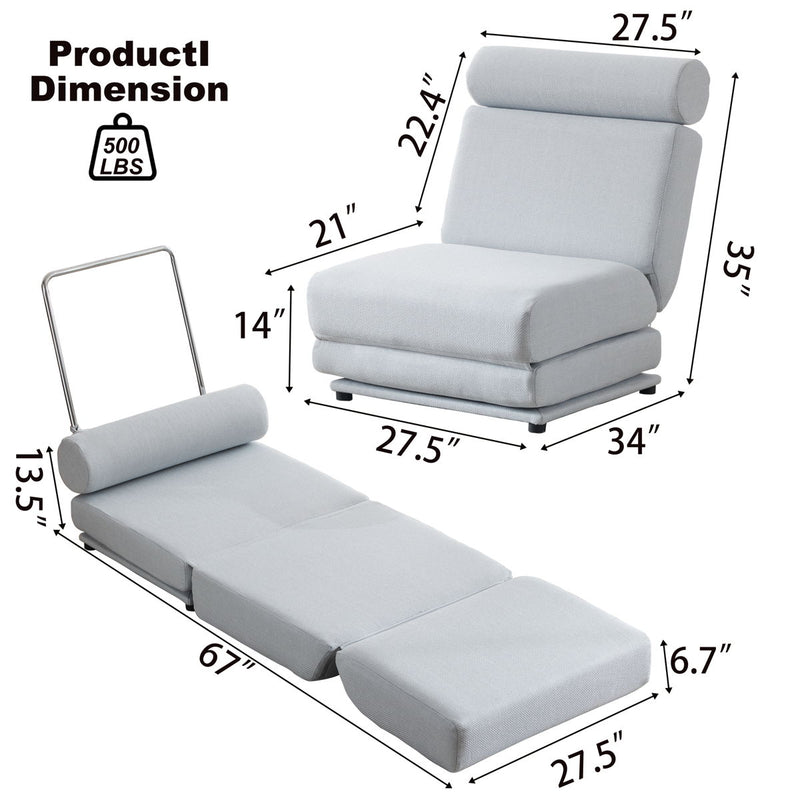 Single Sofa Chair Foldable Single Sofa Bed With Pillow, Portable Foldable Sofa Bed, Leisure Sofa Chair, Easy To Store, Made Of Breathable And Wearable Linen