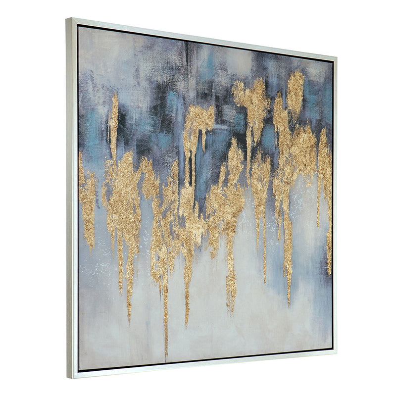 Modern Oil Painting, Square Framed Wall Art For Living Room Dining Room, Office - Multicolor