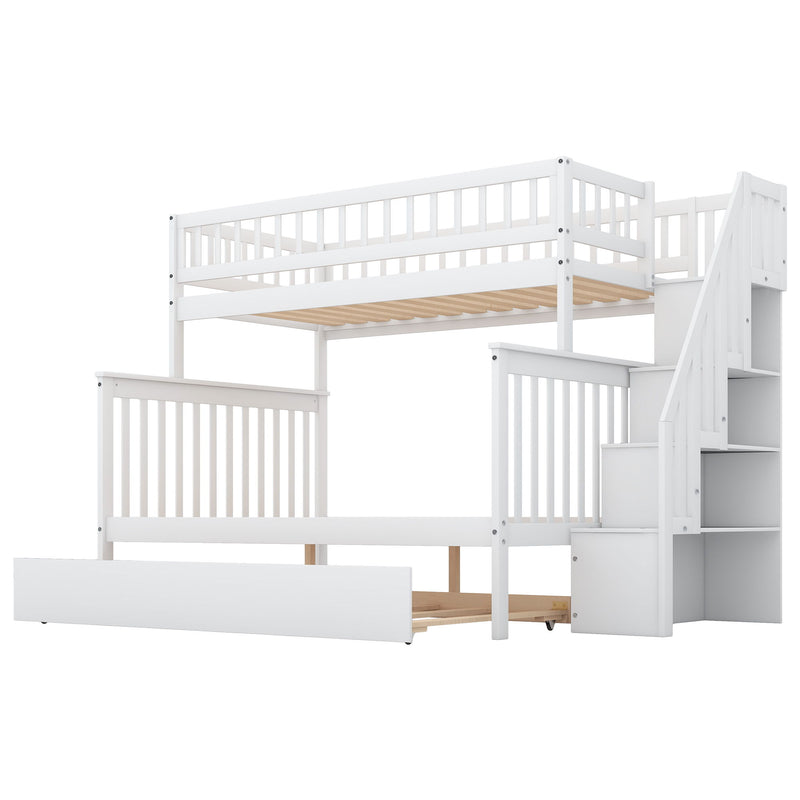 Kids Furniture - Bunk Bed With Trundle And Staircase