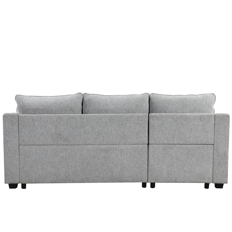 Pull Out Sleeper Sofa L-Shaped Couch Convertible Sofa Bed With Storage Chaise, Storage Racks And USB Ports