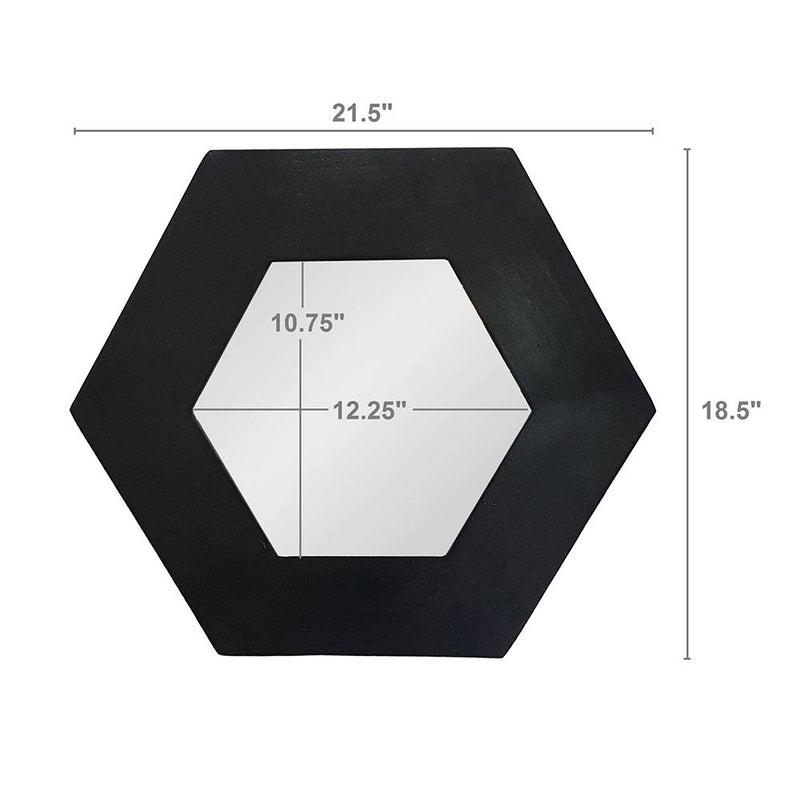 Hexagon Mirror With Natural Wood Frame, Wall Decor For Living Room Bathroom Hallway