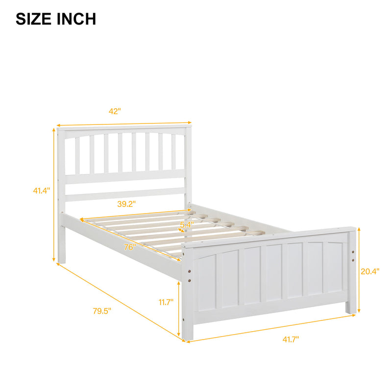 Twin Size Platform Bed - White