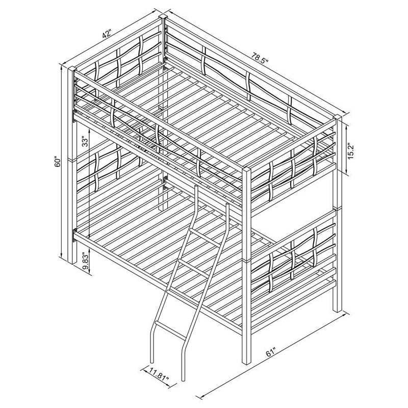 Fairfax - Twin Over Twin Bunk Bed With Ladder - Light Gunmetal