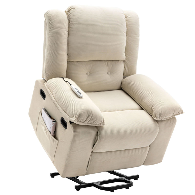 Massage Recliner, Power Lift Chair For Elderly With Adjustable Massage And Heating Function, Recliner Chair With Infinite Position And Side Pocket For Living Room