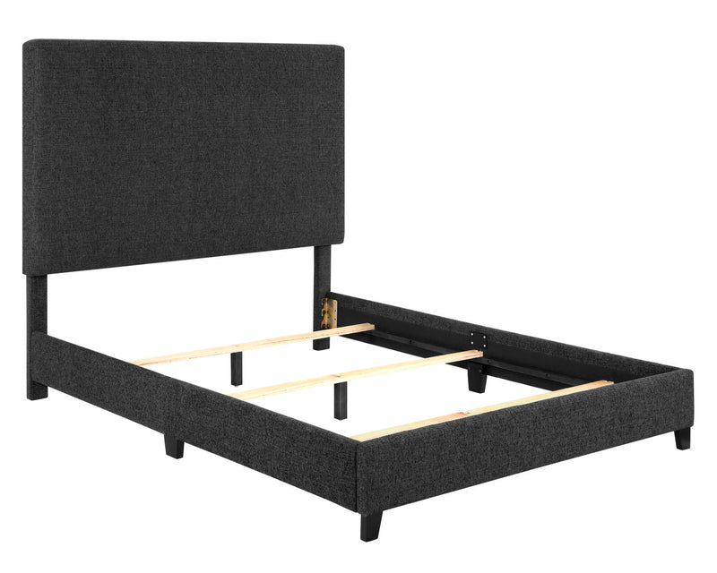 Queen Size Charcoal Gray Upholstered Platform Bed