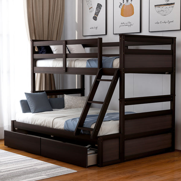 Twin over Full Bunk Bed with Storage - Espresso(OLD SKU :LP000022AAP)