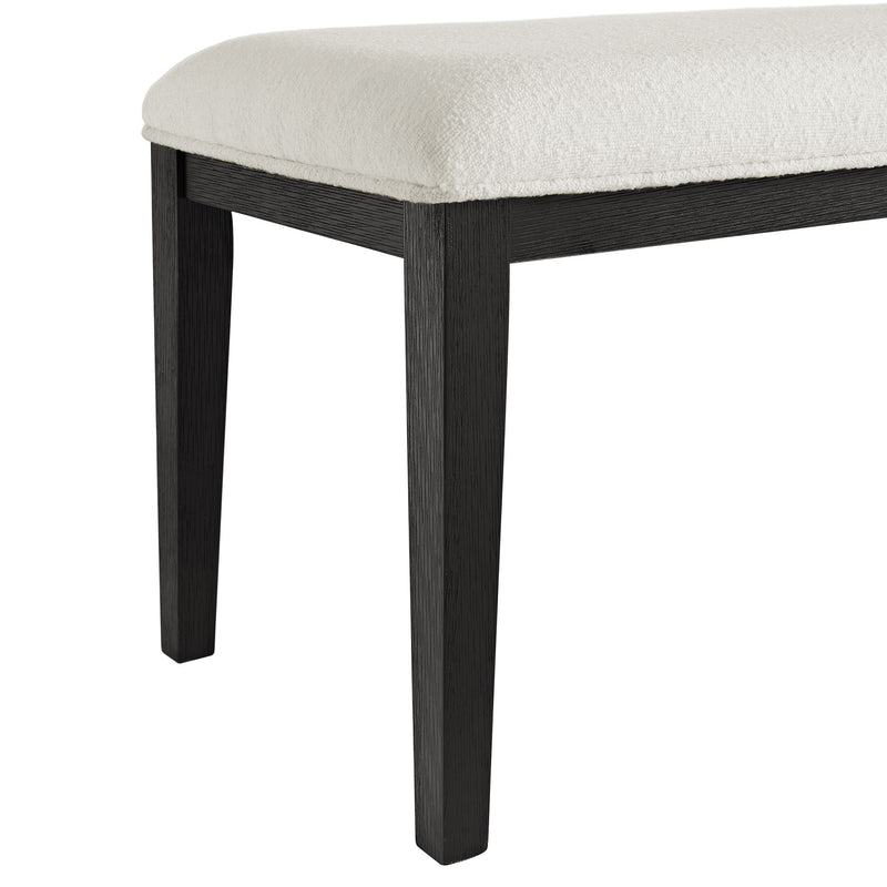 Versailles Contemporary - Dining Bench With Boucle White Fabric - Black